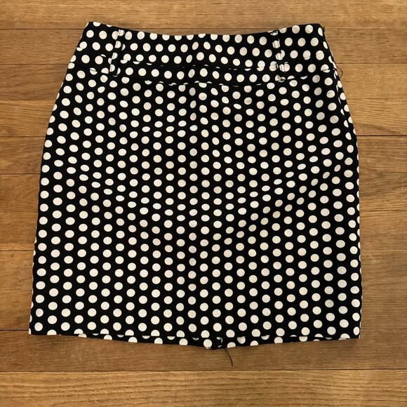 Rafaella black white polkadot knee length pencil skirt size 10 petite b7 - Picture 1 of 4
